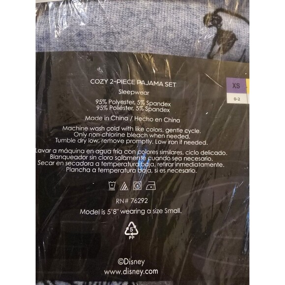 Disney Women's 2 Piece Cozy Pajama Set Mickey Mouse Blue Long Sleeves Size Small - Picture 4 of 4